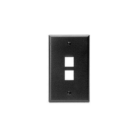 LEVITON 2-Port Wallplate Unloaded, 1-Gang Use W/Snap-In Modules, Quickport BK 41080-2EP